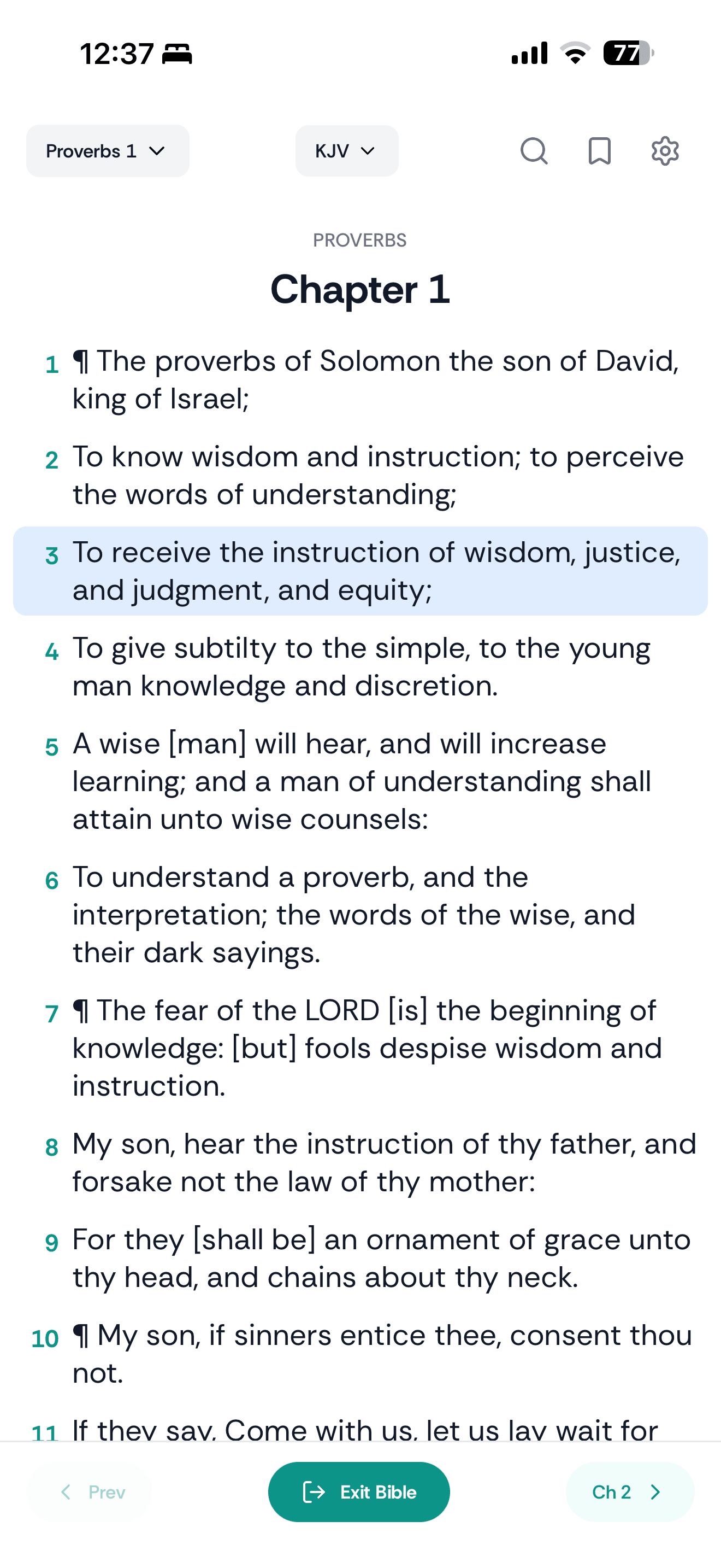 Bible Reader screen